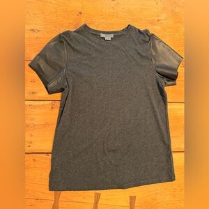 Vince Charcoal Gray T-Shirt with leather sleeves!